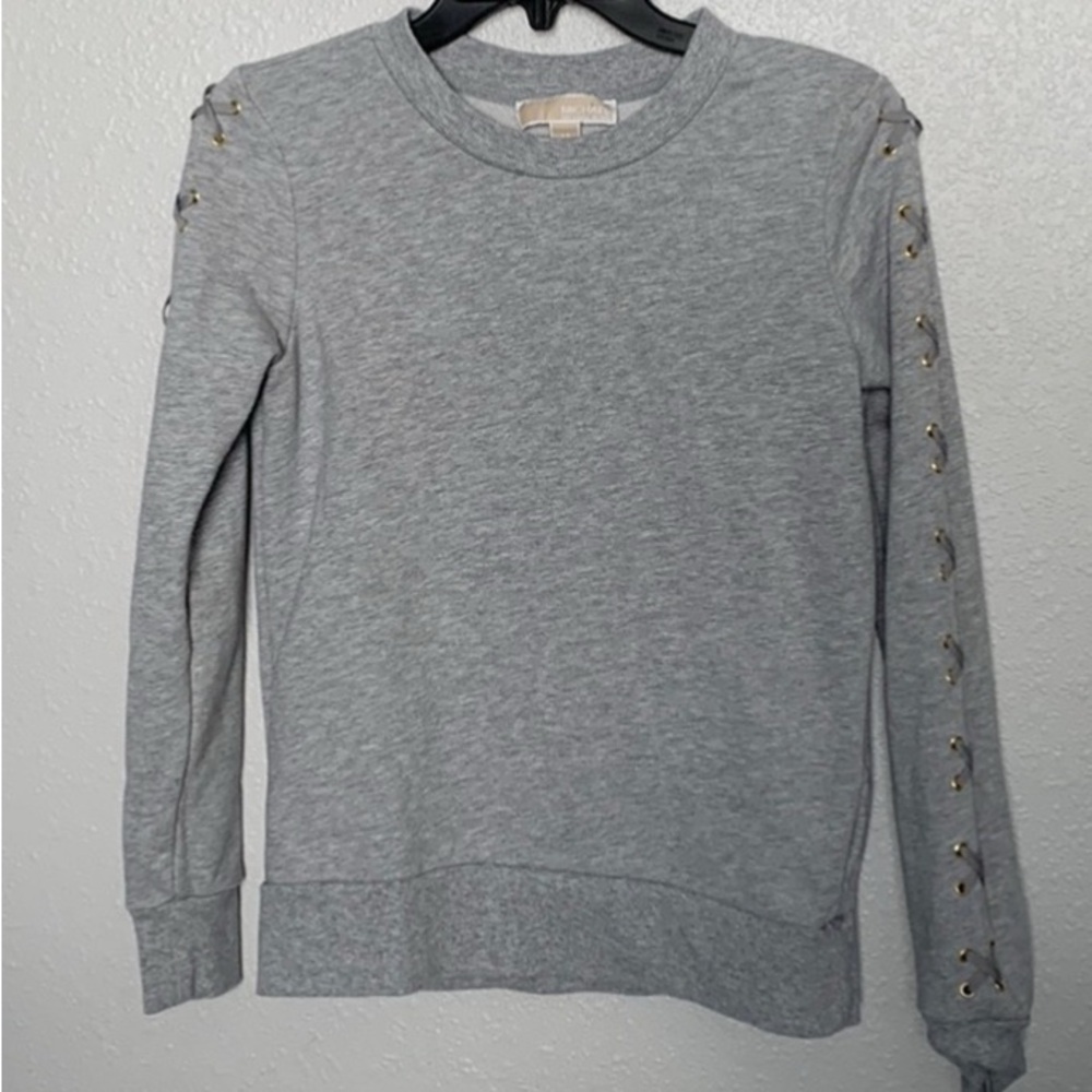 Michael Kors Sweatshirt - Lace Up Sleeves Gray Size XS